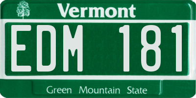 VT license plate EDM181