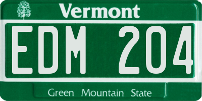 VT license plate EDM204
