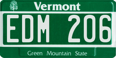 VT license plate EDM206