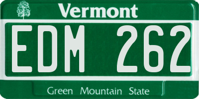 VT license plate EDM262