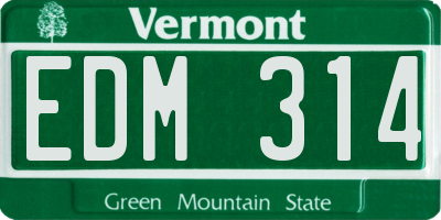 VT license plate EDM314