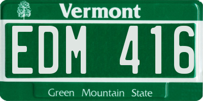 VT license plate EDM416