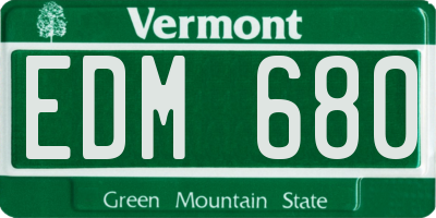 VT license plate EDM680