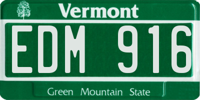VT license plate EDM916