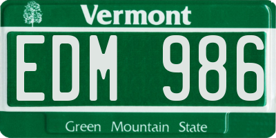 VT license plate EDM986