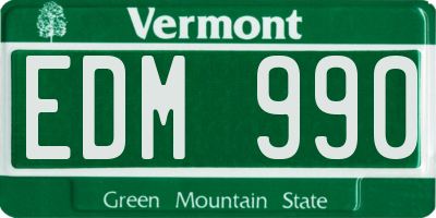 VT license plate EDM990