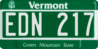VT license plate EDN217