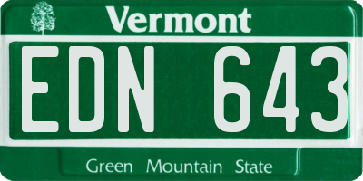 VT license plate EDN643