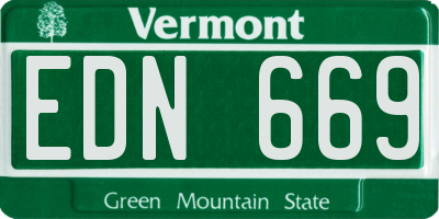 VT license plate EDN669