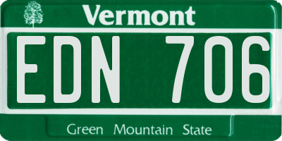 VT license plate EDN706