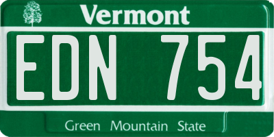 VT license plate EDN754