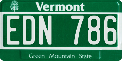 VT license plate EDN786