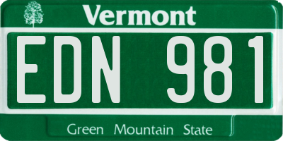 VT license plate EDN981
