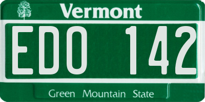 VT license plate EDO142