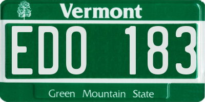 VT license plate EDO183