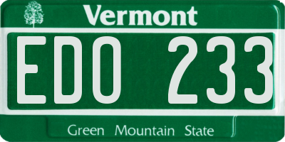 VT license plate EDO233