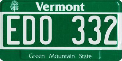 VT license plate EDO332