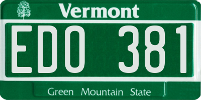 VT license plate EDO381