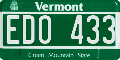 VT license plate EDO433