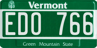 VT license plate EDO766