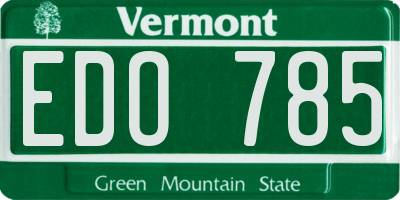 VT license plate EDO785