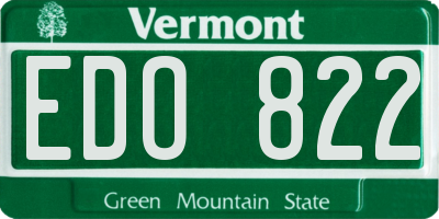 VT license plate EDO822
