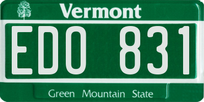VT license plate EDO831