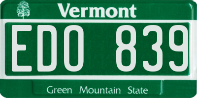 VT license plate EDO839