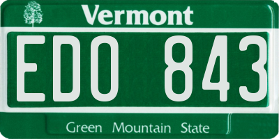 VT license plate EDO843
