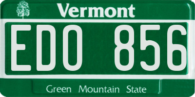 VT license plate EDO856