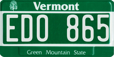 VT license plate EDO865
