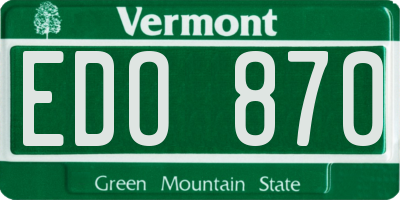 VT license plate EDO870