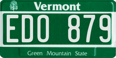 VT license plate EDO879