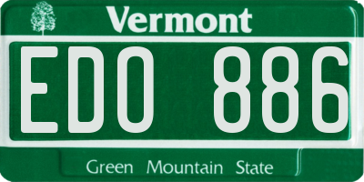 VT license plate EDO886