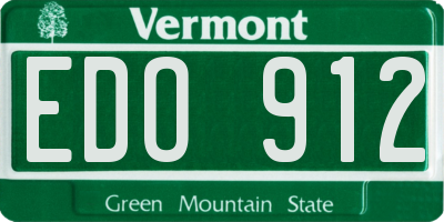 VT license plate EDO912