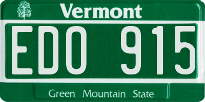 VT license plate EDO915