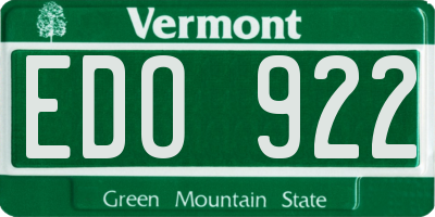 VT license plate EDO922