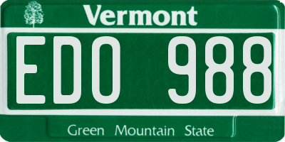 VT license plate EDO988