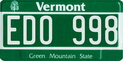 VT license plate EDO998