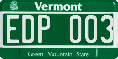 VT license plate EDP003