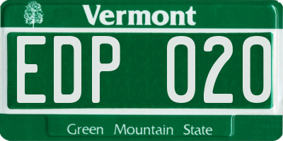 VT license plate EDP020