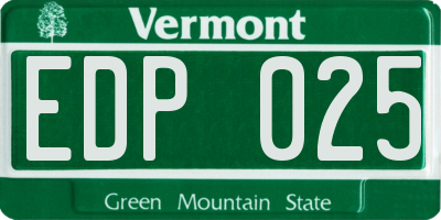 VT license plate EDP025