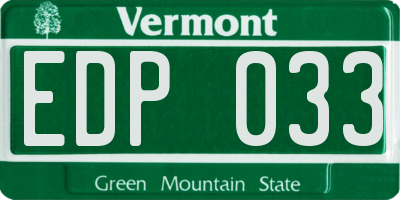 VT license plate EDP033