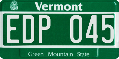 VT license plate EDP045