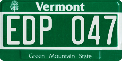 VT license plate EDP047