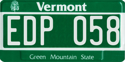 VT license plate EDP058