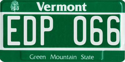 VT license plate EDP066