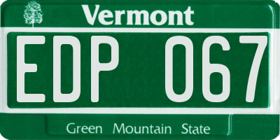 VT license plate EDP067