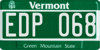 VT license plate EDP068