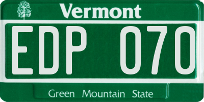 VT license plate EDP070